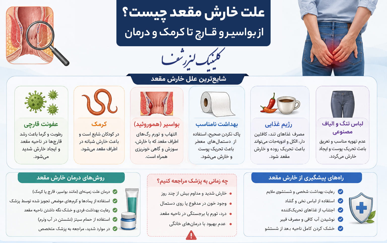6 علت شایع خارش مقعدی